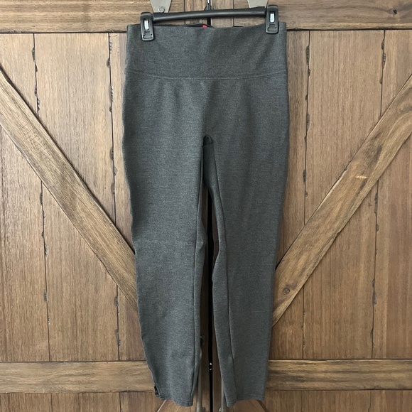Spanx Ankle Length Ponte Hem Slit Heather Grey Leggings Size M - Picture 2 of 7